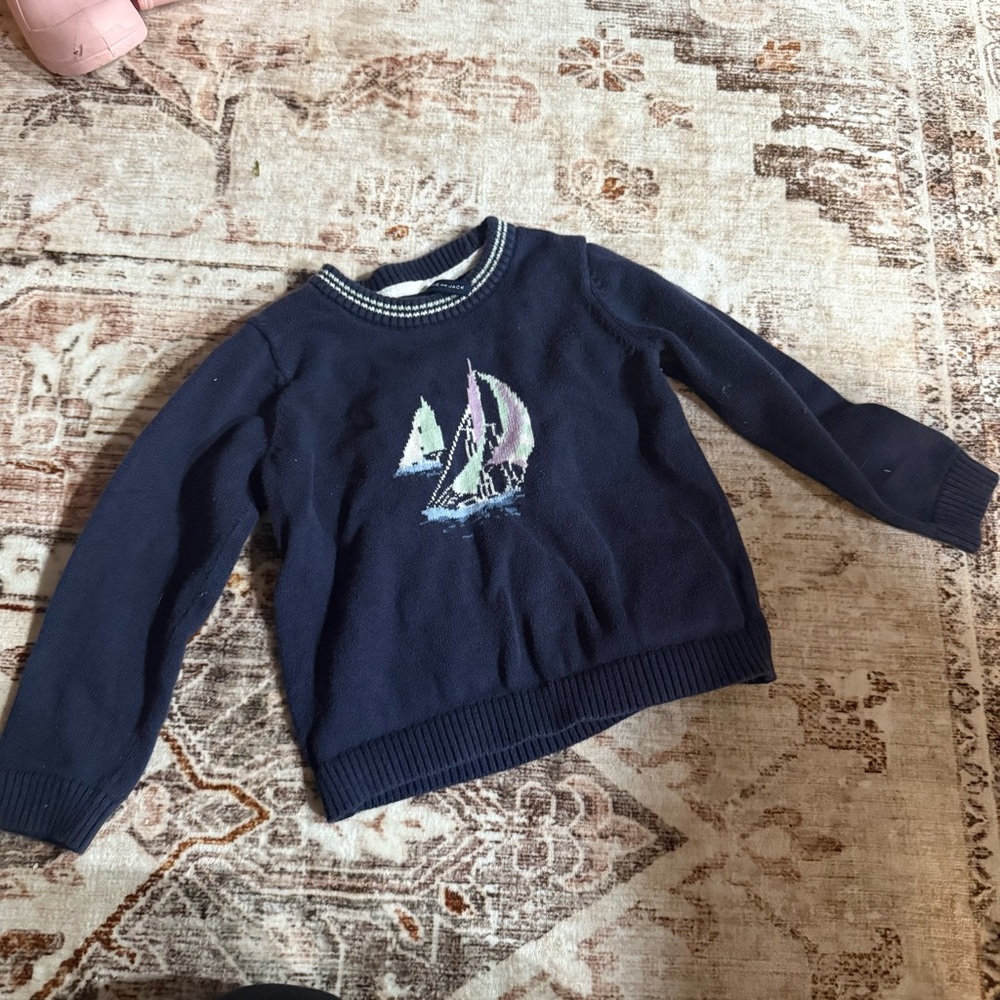 Navy Sweater with Sailboat Design JANie and JACK